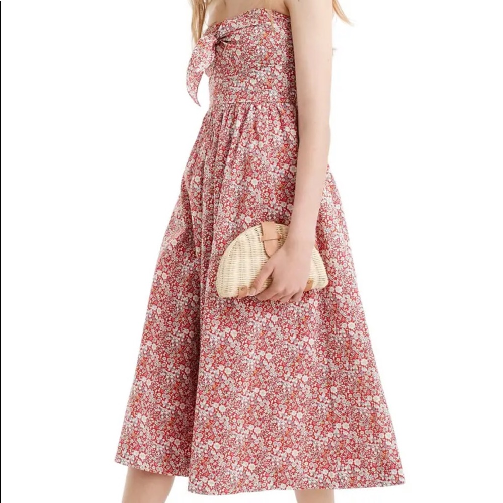 J.Crew Liberty tie front strapless dress